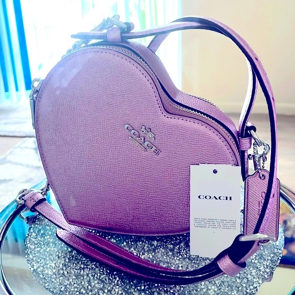 NWT COACH Metallic Leather 💜 HEART Crossbody - Picture 6 of 9